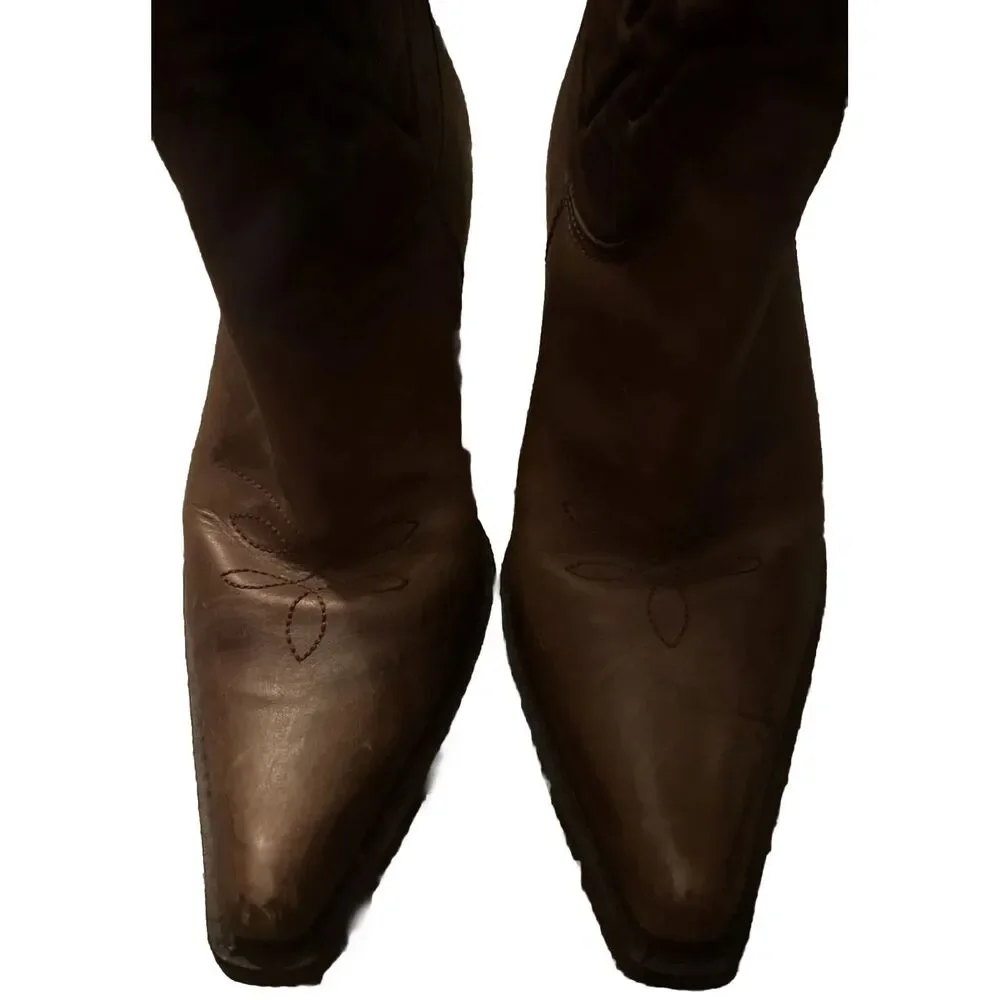 Penny Loves Kenny High Noon Cowboy Western Boots Womens Size 8 M Brown Leather - Picture 3 of 4